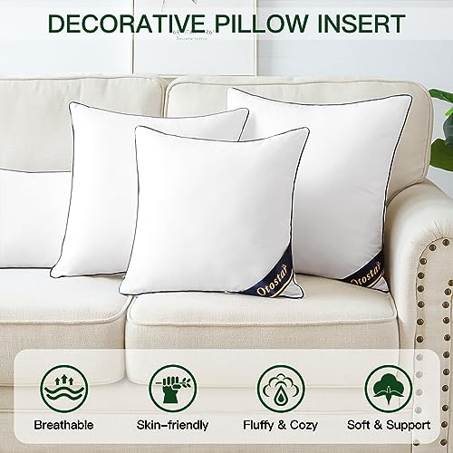 Pack of 2 Throw Pillow Inserts, 12x20, White, 100% Cotton Cover P100976