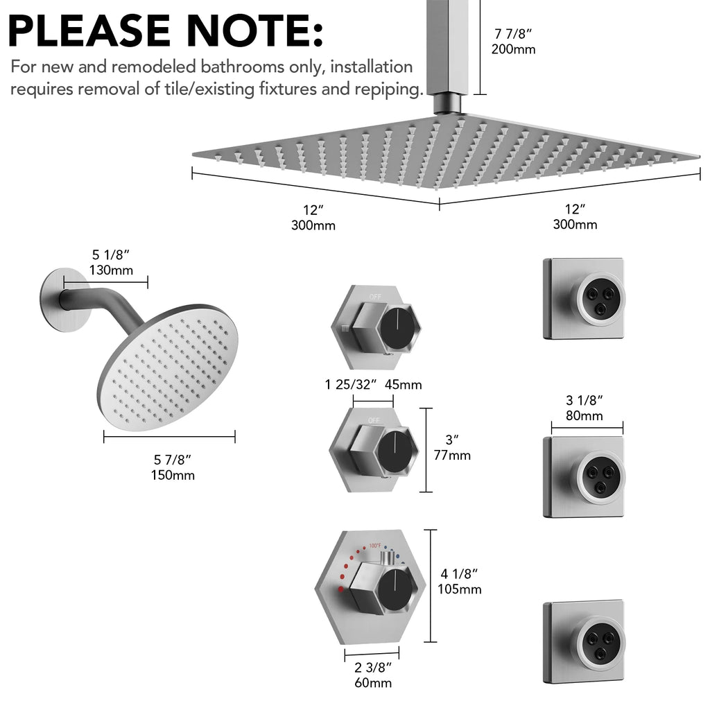 Brushed Nickel Thermostatic Shower Faucet Set E6859
