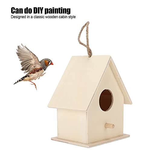 Wooden Bird House Kits for Kids Small Hanging Birdhouse for Outside Durable Wood DIY Bird Nest Hut Large size with hemp rope C21845