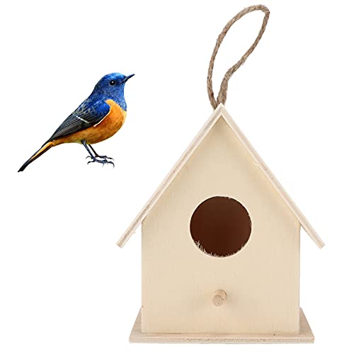 Wooden Bird House Kits for Kids Small Hanging Birdhouse for Outside Durable Wood DIY Bird Nest Hut Large size with hemp rope C21845