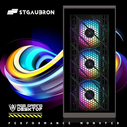 Gaming PC Desktop Computer, Intel Core I7 up to 3.9 GHz, Radeon RX 580 8G, 16G RAM, 512G SSD, WiFi, Bluetooth 5.0, RGB Fan x6, RGB BT Sound Bar, Windows 10 Home F41026