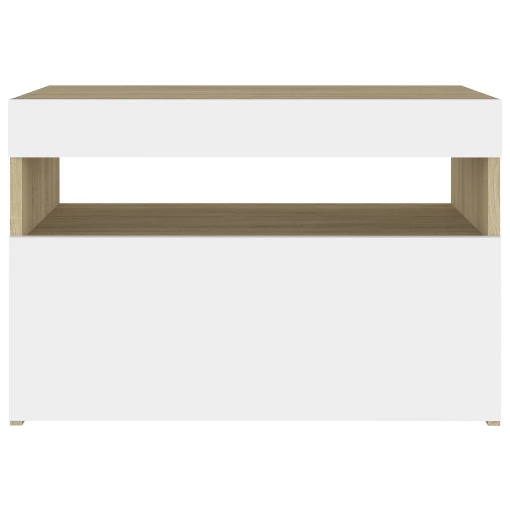 White and Sonoma Oak TV Cabinet with LED Lights U8458