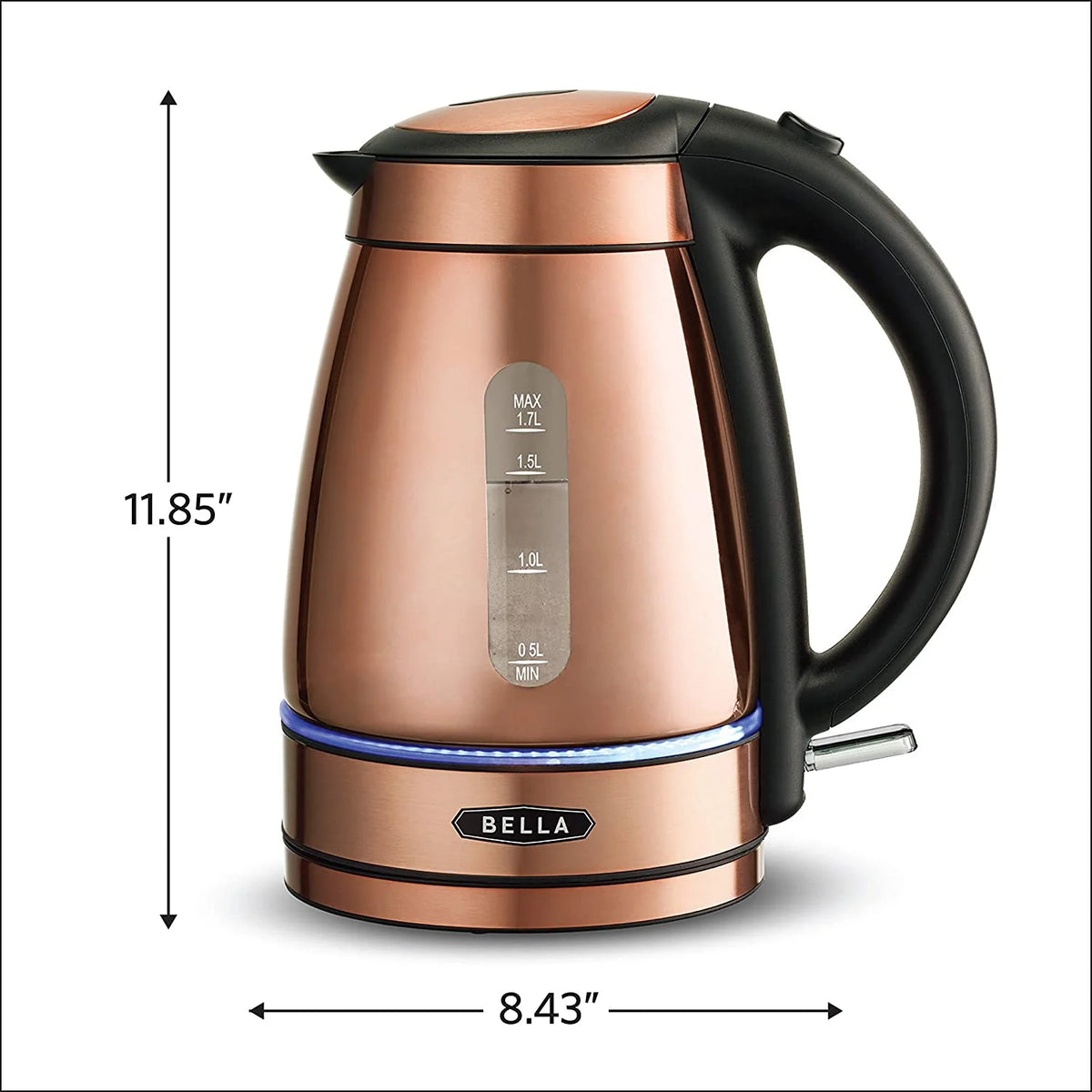 Copper Chrome 1.7 Liter Cordless Electric Glass Kettle V82949