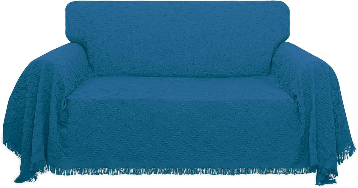 Geometrical Jacquard Sofa Cover for 3 Cushion Couch, L Shape Sectional, Washable Furniture Protector (91x134 inch, Dark Gray) T77311