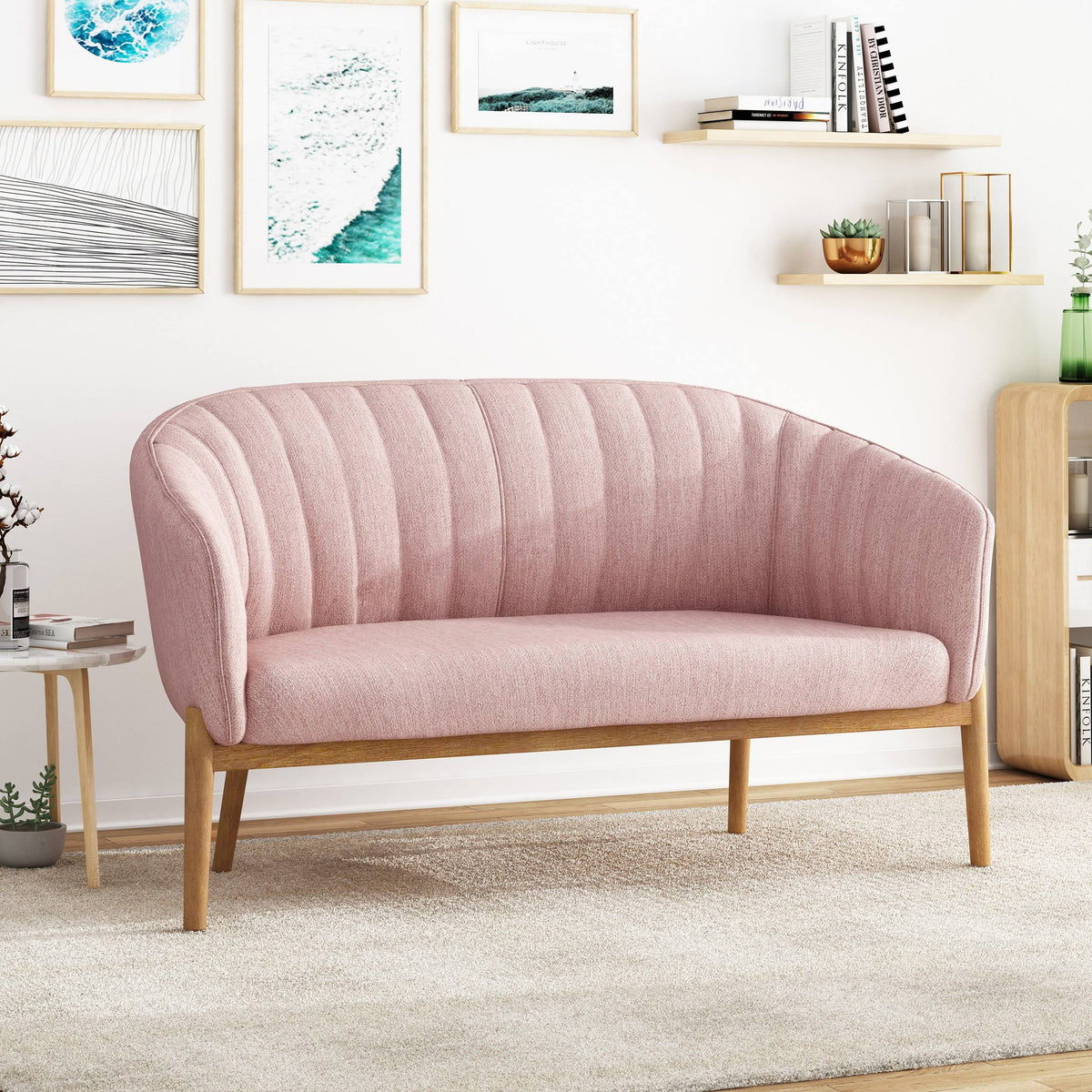 Teal Fabric Loveseat E233