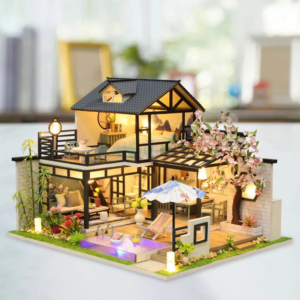 DIY Wooden Dollhouse with Furniture O275