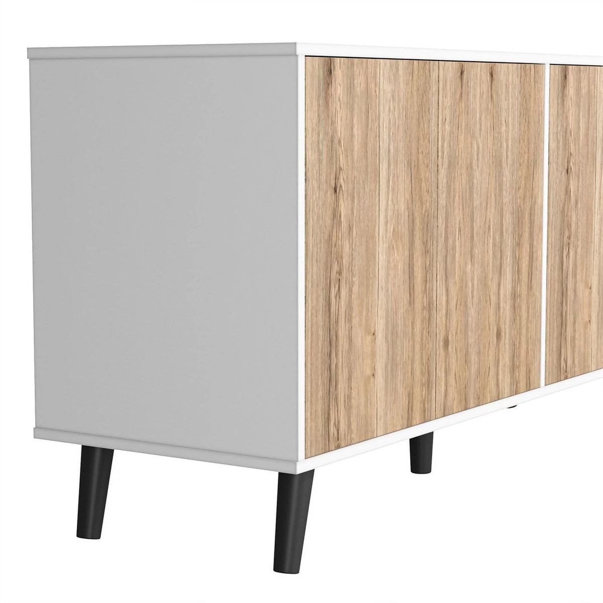 White & Natural Sideboard Buffet Cabinet with Storage U9249
