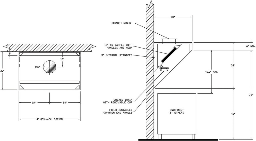 Food Truck Low Profile Exhaust Hood System with Fan and Duct Q430605