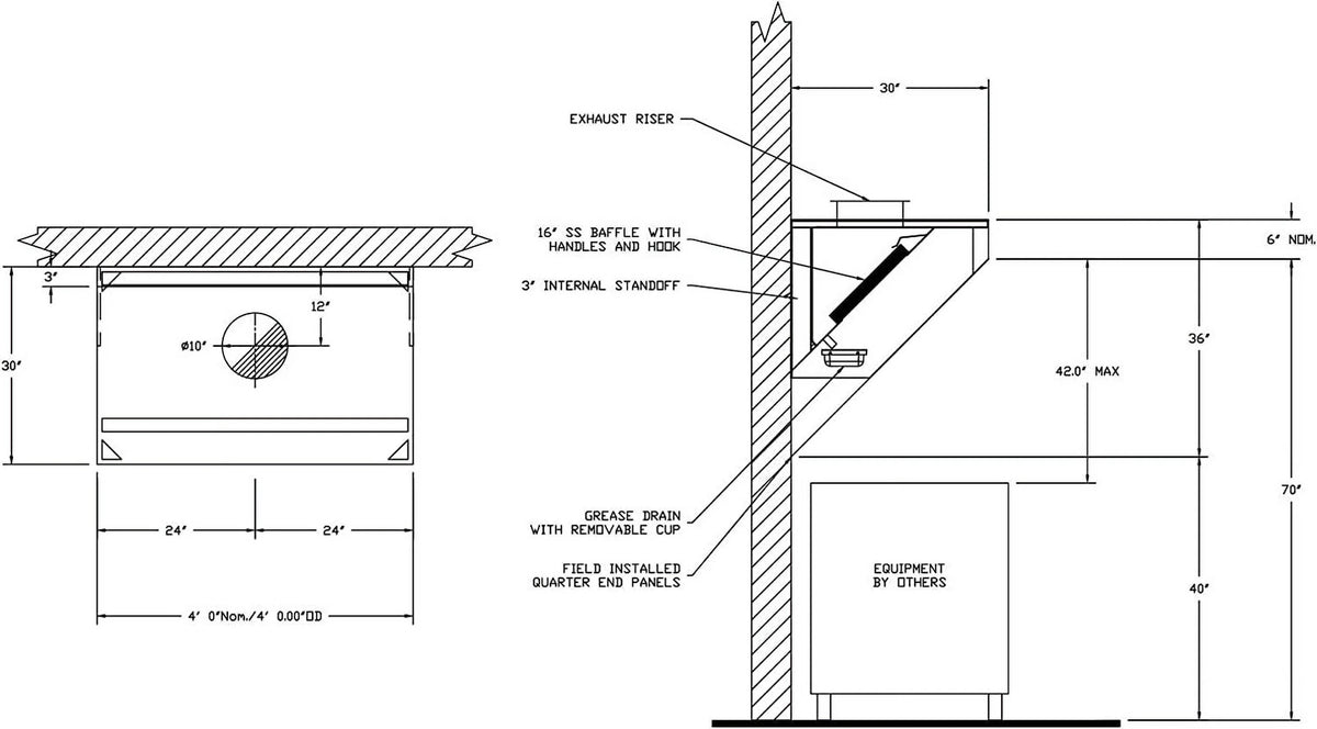 Food Truck Low Profile Exhaust Hood System with Fan and Duct Q430605