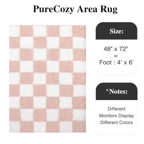 Beige and White Checkered Shag Rug 8x10 S33412