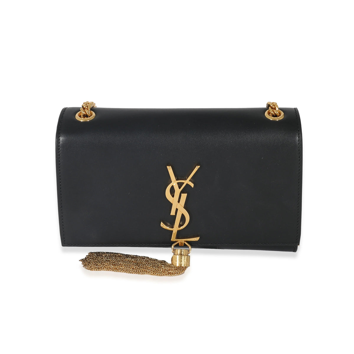 Black Smooth Leather Small Tassel Bag H869