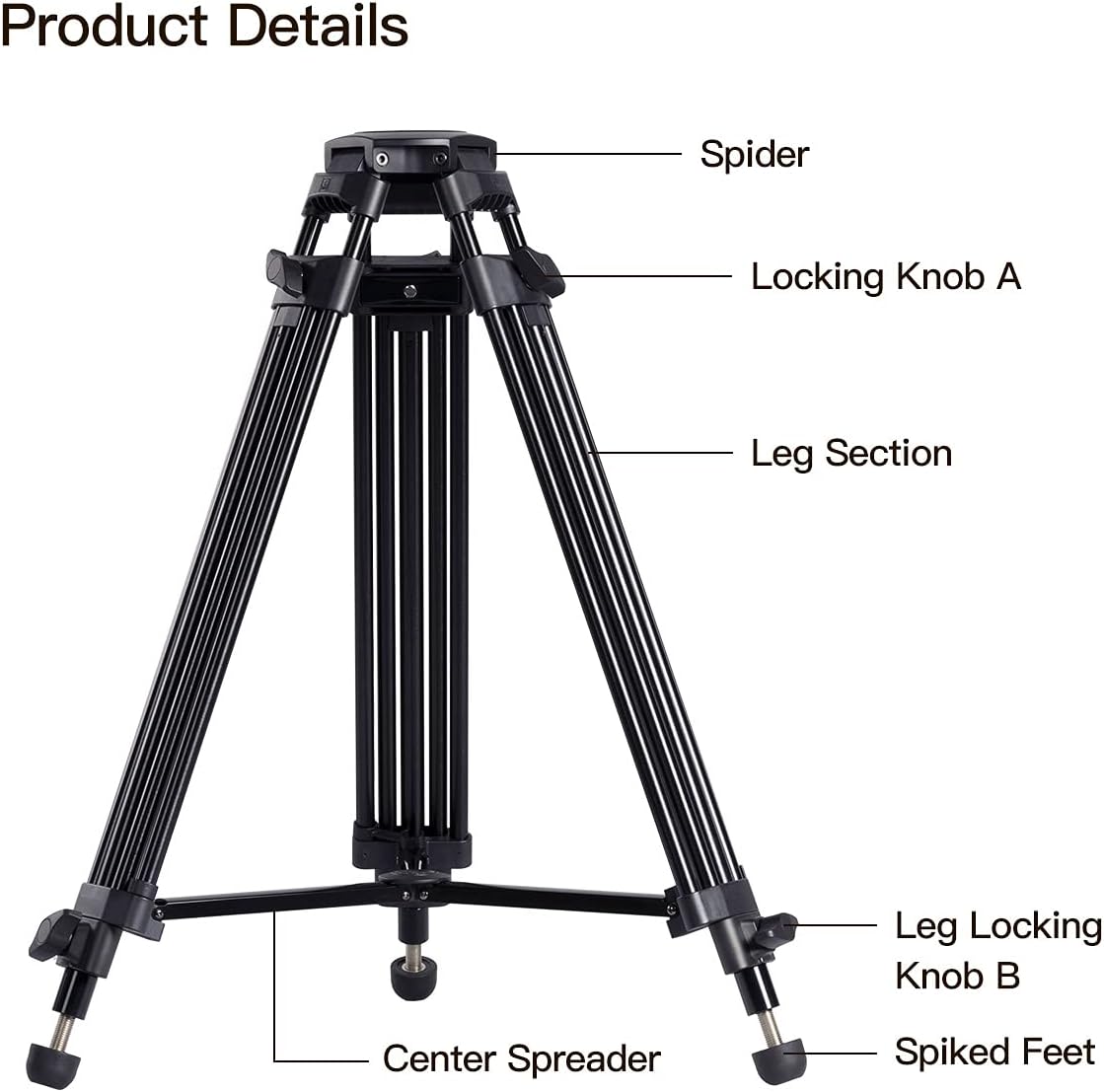 Heavy Duty Video Tripod with Fluid Head H46714