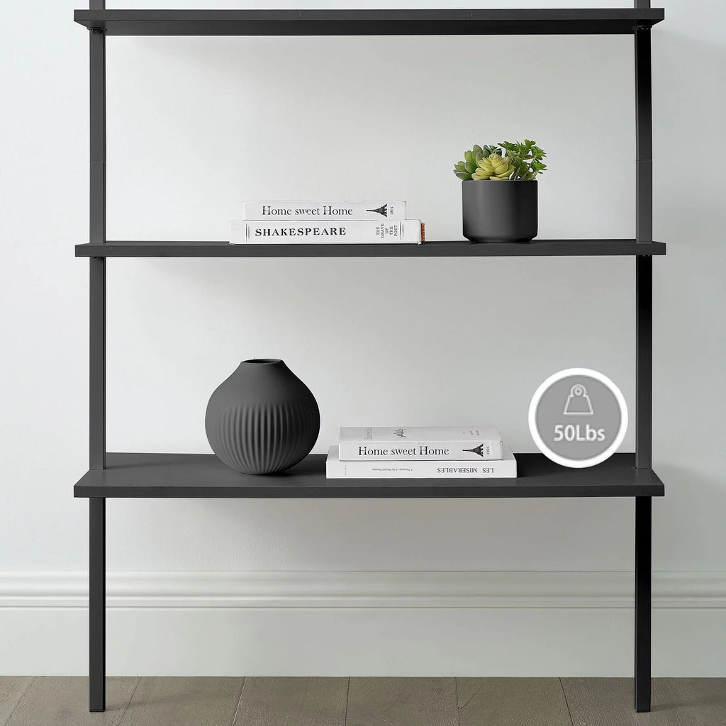 White 6-shelf Wood Wall-Mounted Bookshelf G954