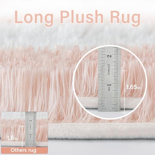 Beige and White Checkered Shag Rug 8x10 S33412