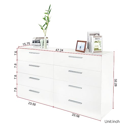 White 6-Drawer Double Dresser U991