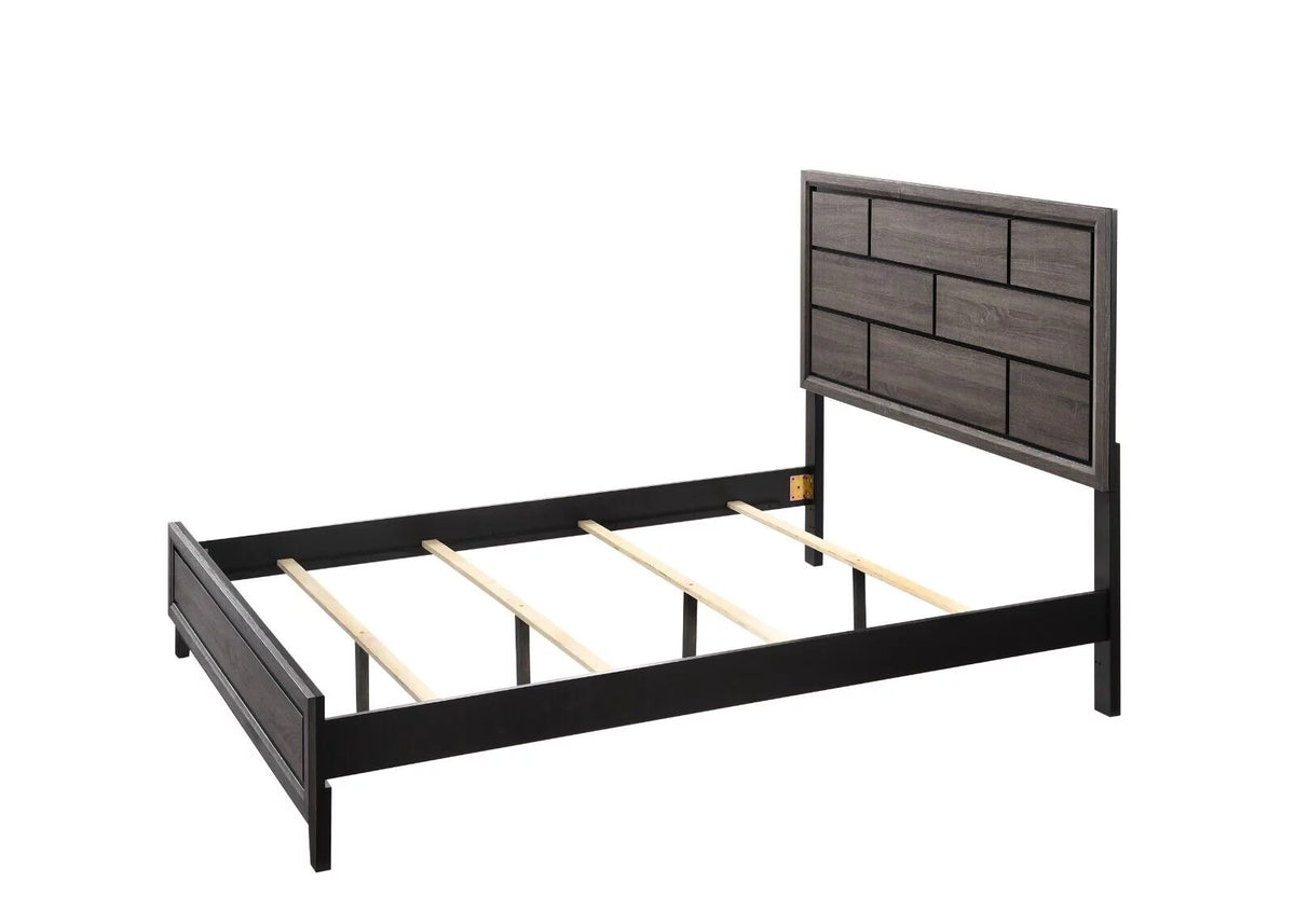 3pc Full Size Panel Bed and 2 Nightstands Gray Finish G92954