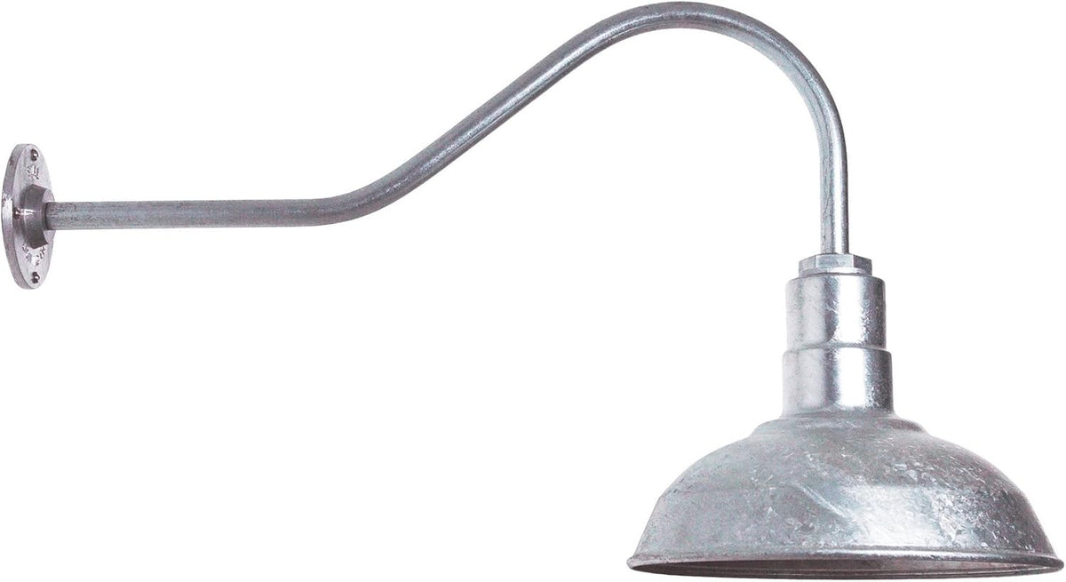 Matte Black Gooseneck Barn Light with Brass Interior F813