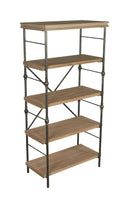 Natural Metal 5-Shelf Bookcase in Brown S93193