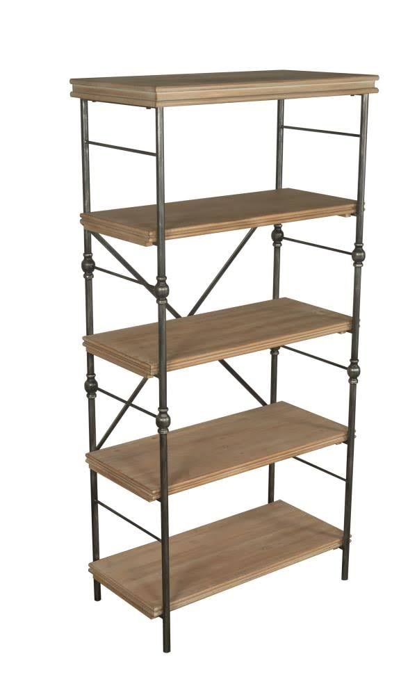 Natural Metal 5-Shelf Bookcase in Brown S93193