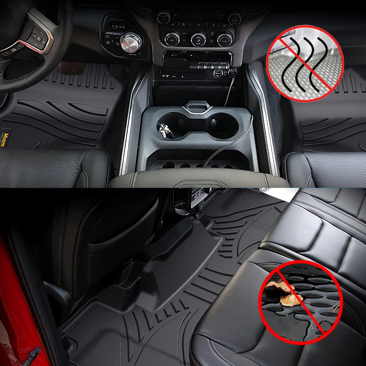 Black TPE Car Floor Mats Custom Full Set for Dodge Ram 1500 Crew Cab B849