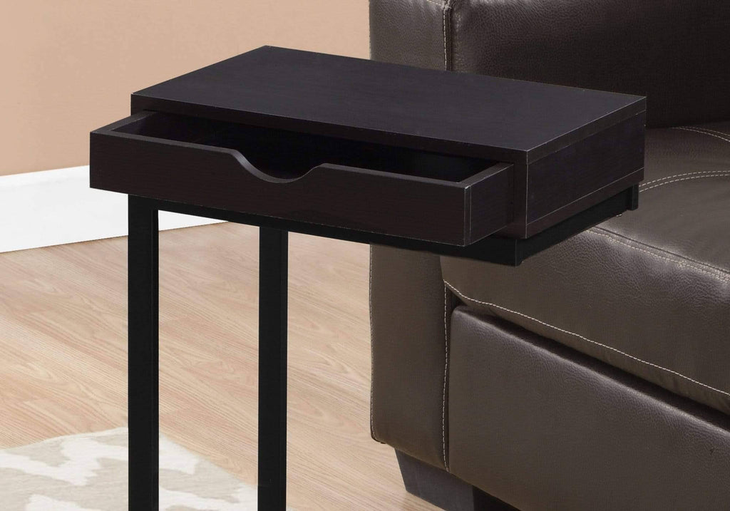 Cappuccino Particle Board and Black Metal Accent Table C254191