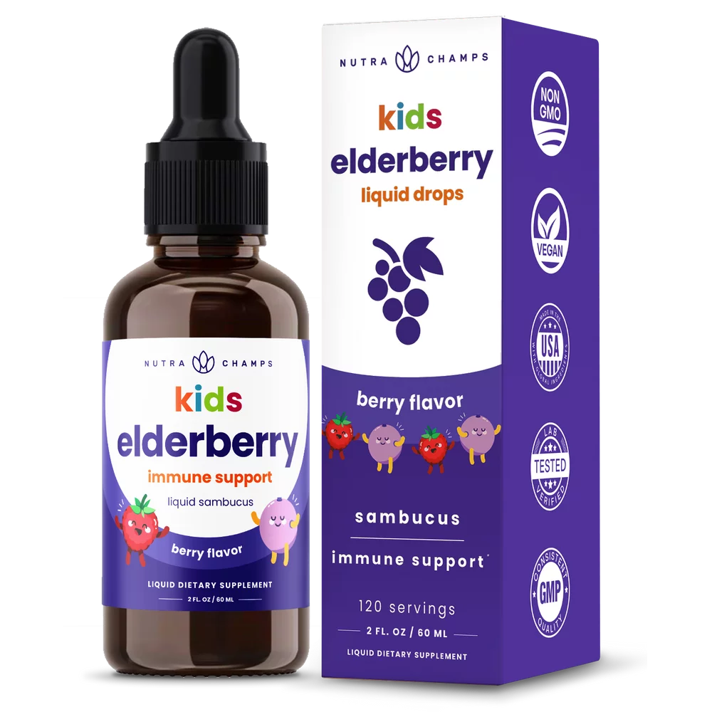 Sugar-Free Black Elderberry Liquid Drops for Kids O478916