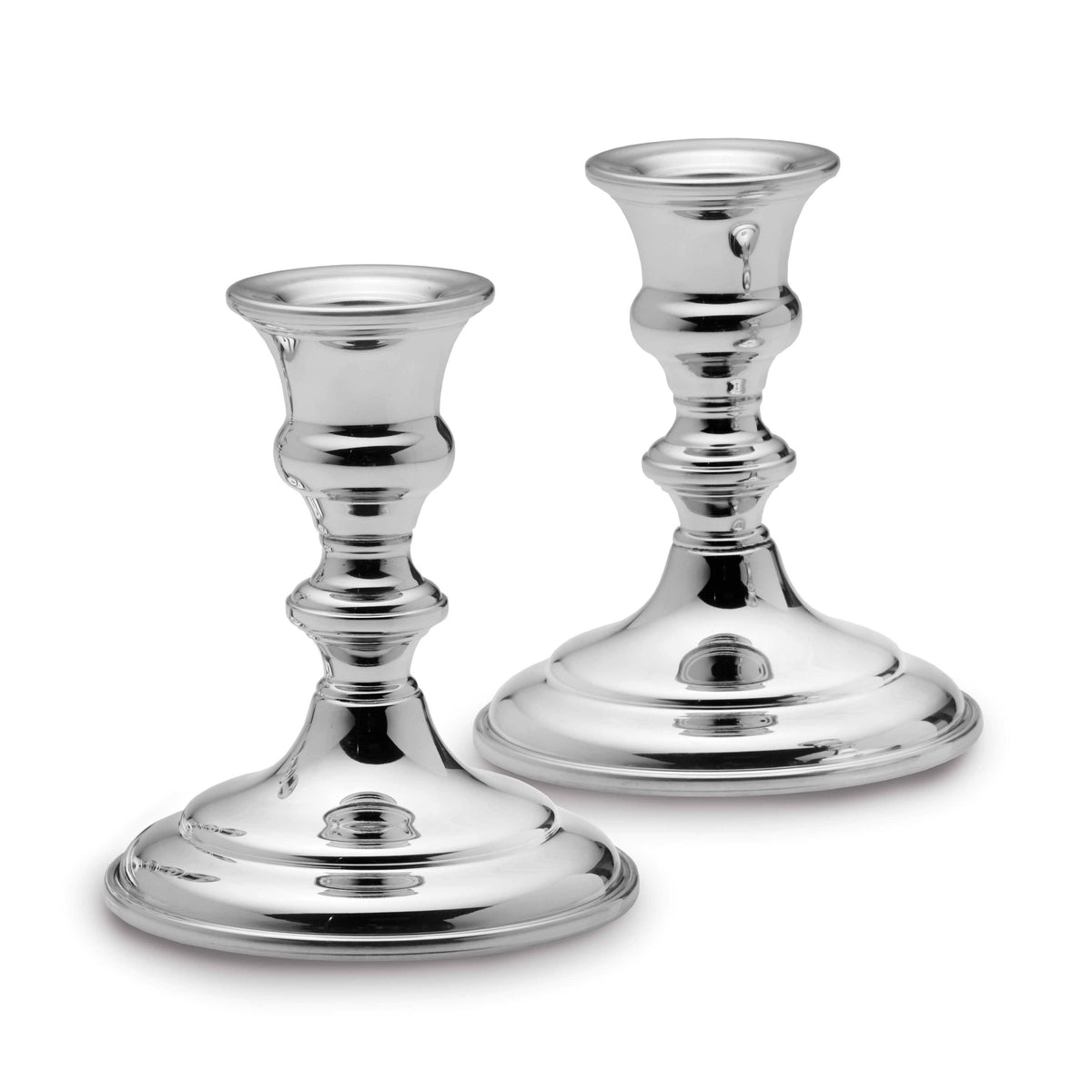 Silver Pewter Pair Candlesticks M6208