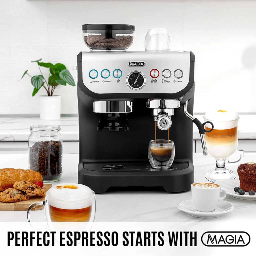 Manual Espresso Machine with Grinder and Milk Frother V767209