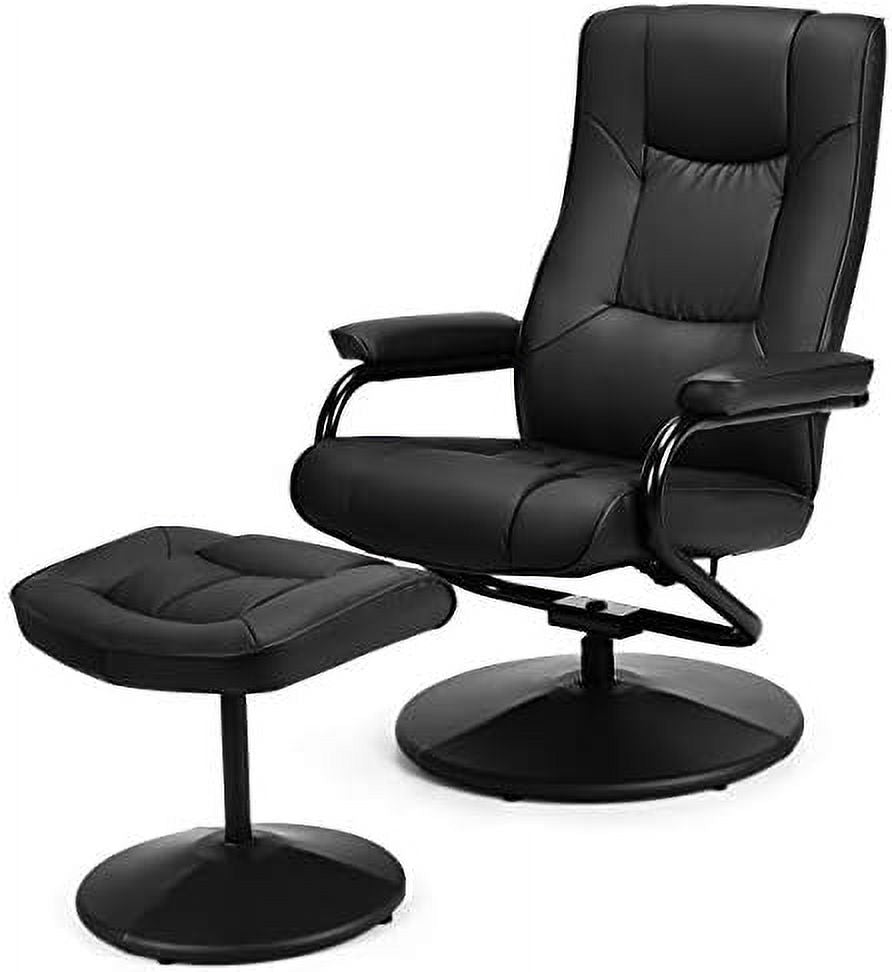 Swivel Recliner Chair with Footrest Stool Ottoman Set Black V462