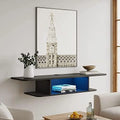Wall Mounted TV Stand with Yellow LED Lights V168996