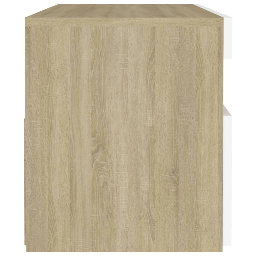 White and Sonoma Oak TV Cabinet with LED Lights U8458