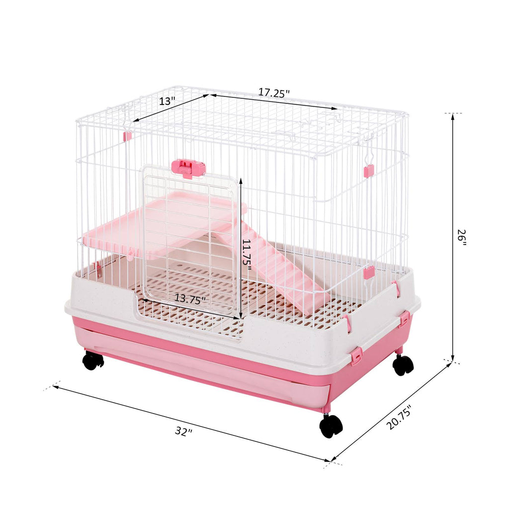 Indoor Rabbit Cage Small Animal House with Wheels G31297