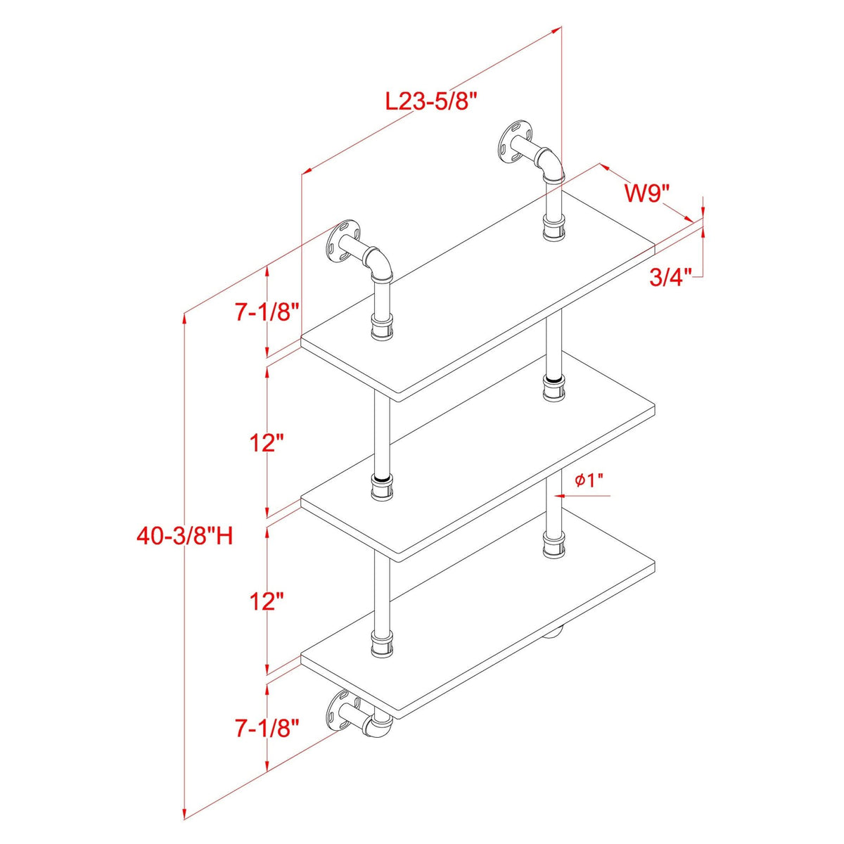 Floating Ladder Wall Shelf - 2-Tier P579