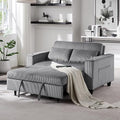 Light Grey Corduroy 3 in 1 Convertible Sleeper Sofa Bed S168