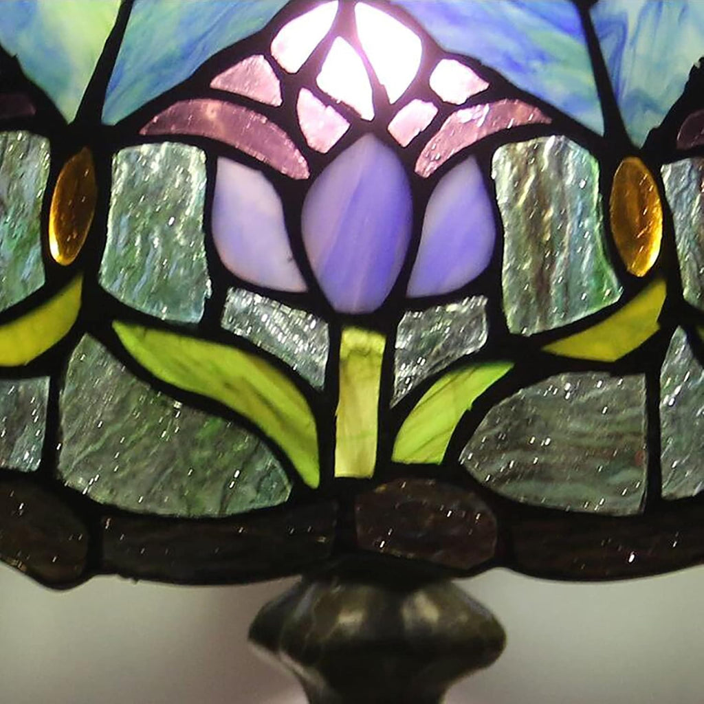 Purple Tulip Stained Glass Table Lamp 12 Inches Q150