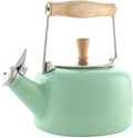 Enamel On Steel Whistling Teakettle with Wood Handle, 1.4 Quarts R974735