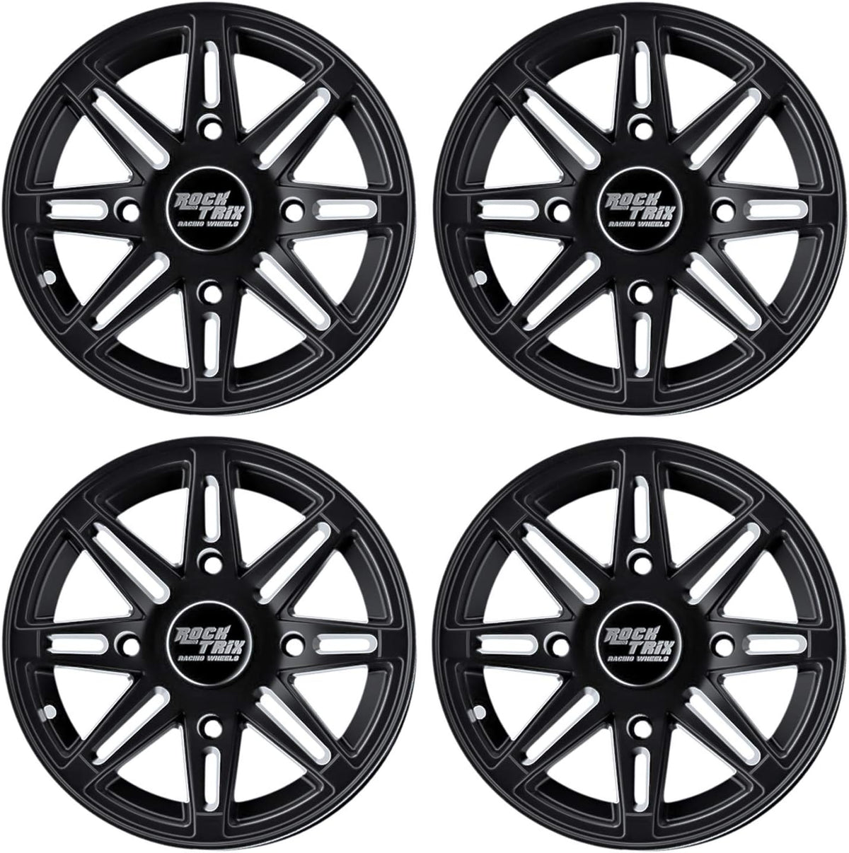 14x7 Matte Black ATV Wheels Rims Set of 4 I550