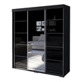 Black 3-door Wardrobe Armoire with Mirror A980