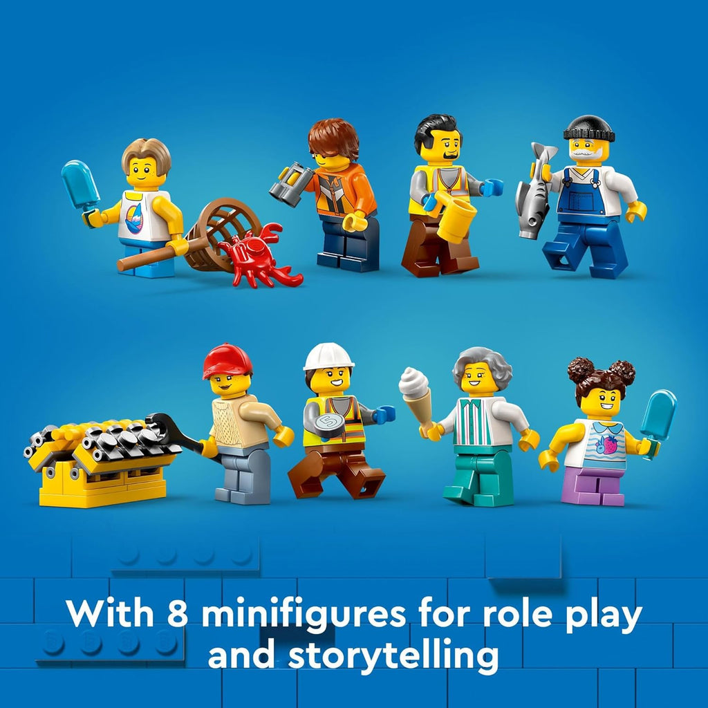 LEGO City Seaside Harbor with Cargo Ship Toy, Model Container Crane and Boat with 8 Minifigures Y837552