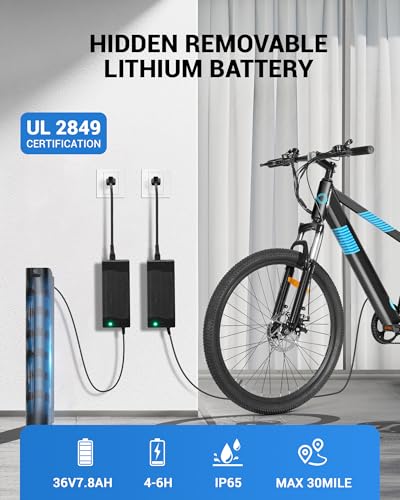 Electric Bike, 36V Removable Battery, 350W Brushless Motor, 26" Tires, 7-Speed X190