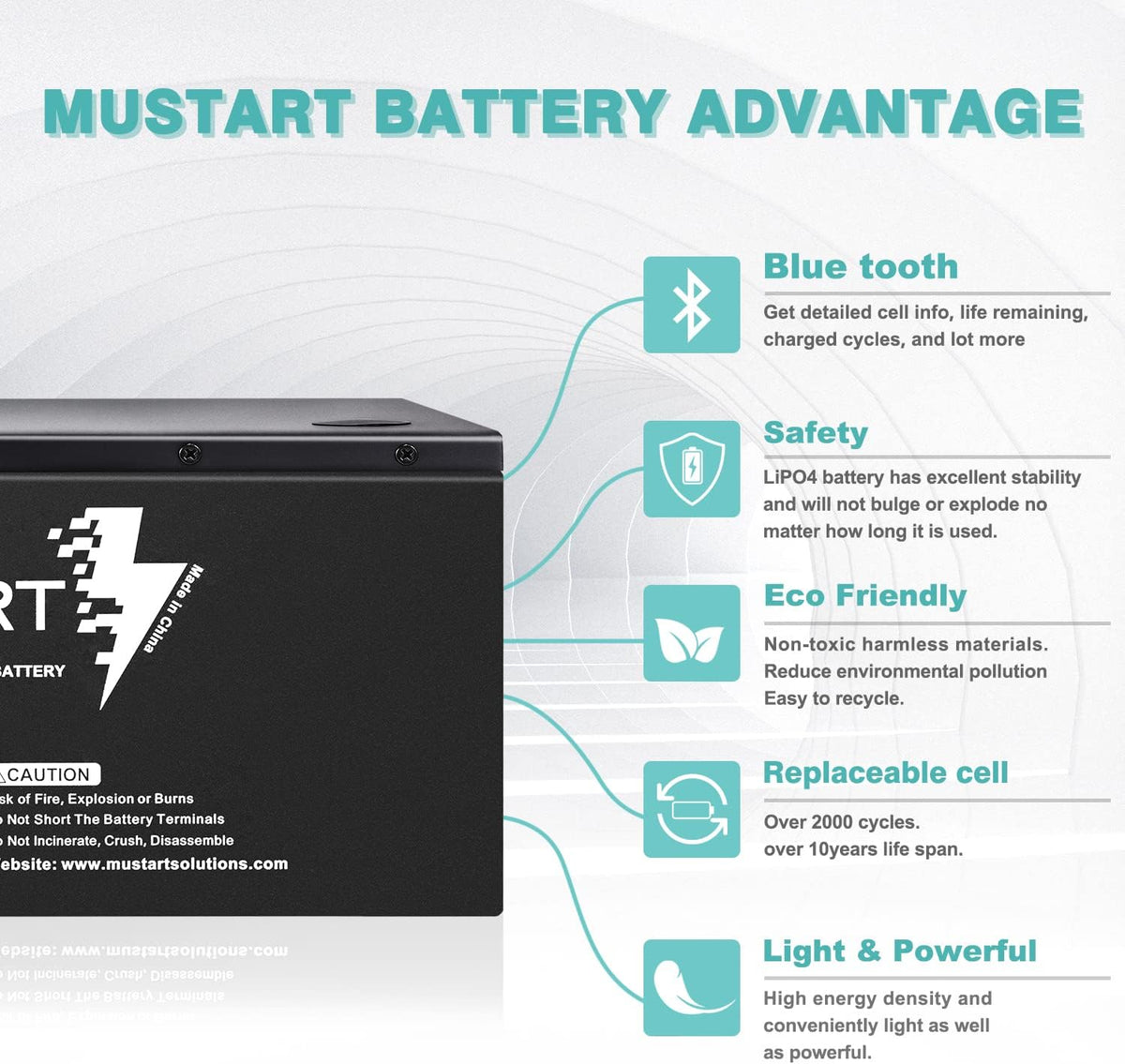 12.8V 180Ah Lithium Iron Phosphate Battery with Smart BMS J2466