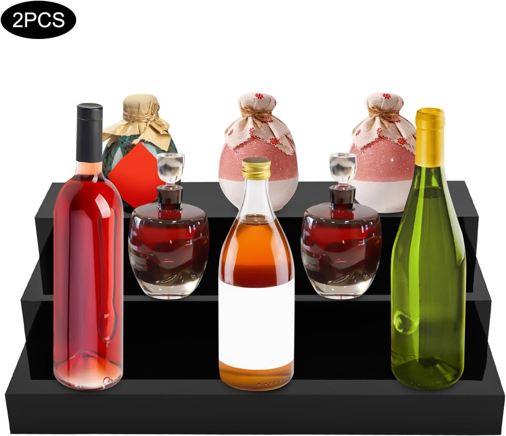 Black 3 Tier Acrylic Wine Bottle Rack 2PCS M3227