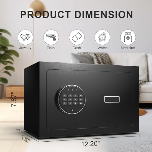 Black Small Biometric Safe Box with Fingerprint Lock M90656