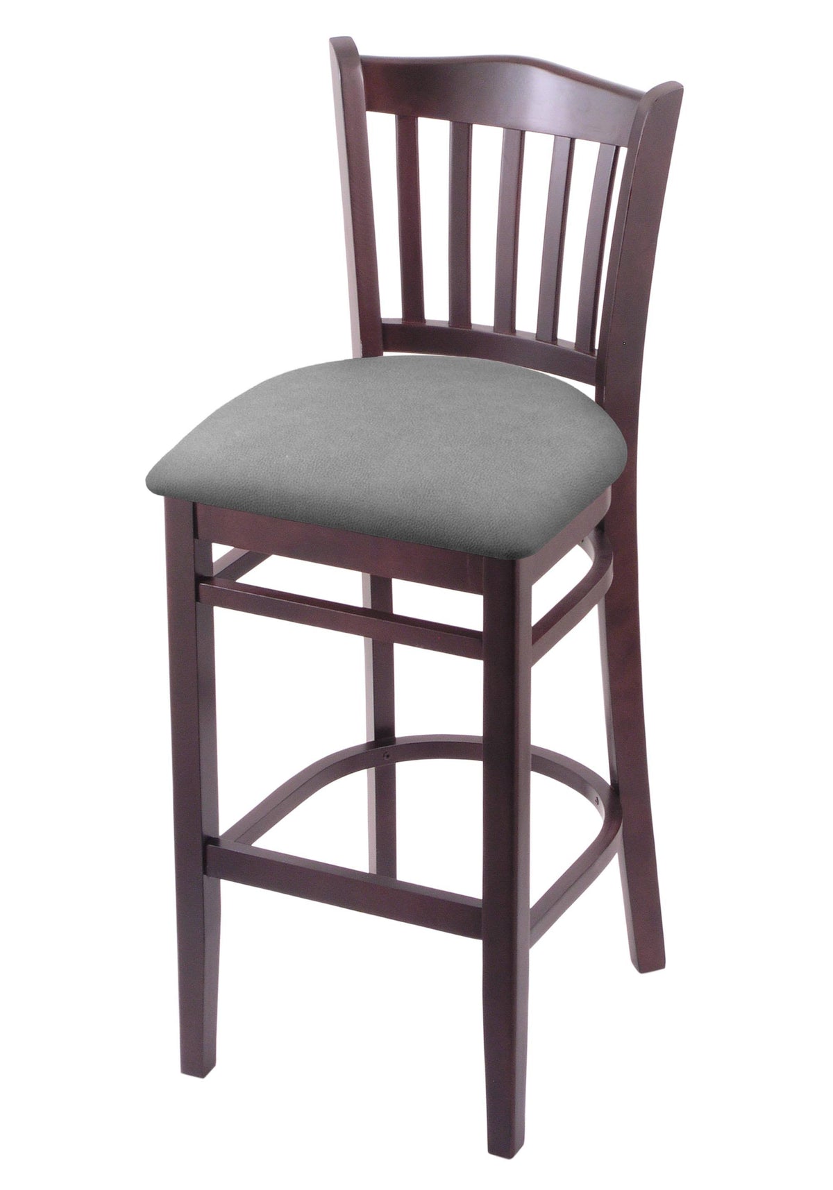 30 inch Bar Stool with Dark Cherry Finish and Grey Seat S746585