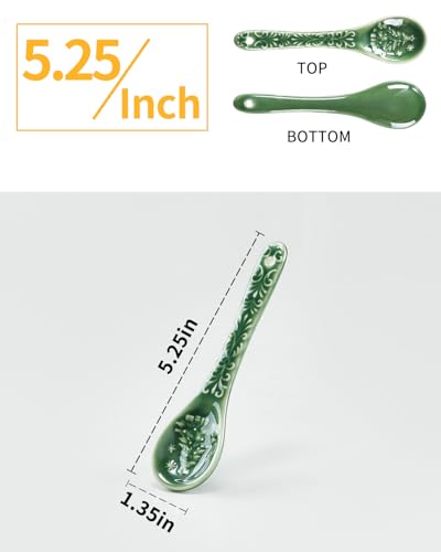 Green Ceramic Spoons Set of 6 R636