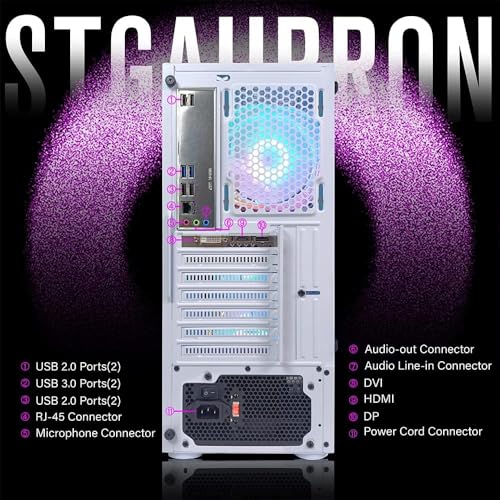 Gaming PC Desktop Computer, Intel Core I7 up to 3.9 GHz, Radeon RX 580 8G, 16G RAM, 512G SSD, WiFi, Bluetooth 5.0, RGB Fan x6, RGB BT Sound Bar, Windows 10 Home F41026