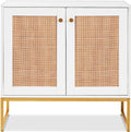 White 2-Door Rattan Storage Cabinet P2689