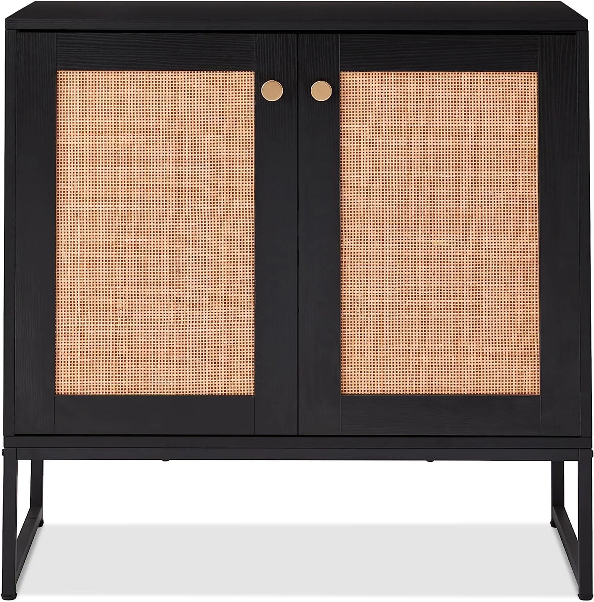 White 2-Door Rattan Storage Cabinet P2689
