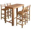 5 Pieces Solid Acacia Wood Bar Table and Chair Set T46848