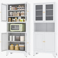 Tall White Metal Storage Cabinet with 3 Adjustable Shelves and 2 Doors J6974